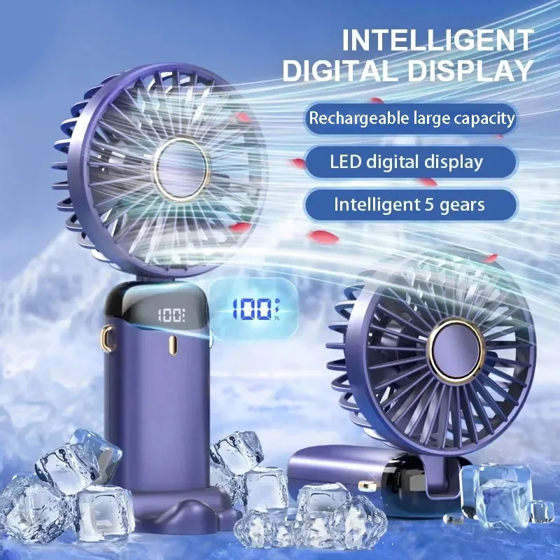 Small Appliances - 5000mAh Portable Fan Rechargeable 90° Foldable